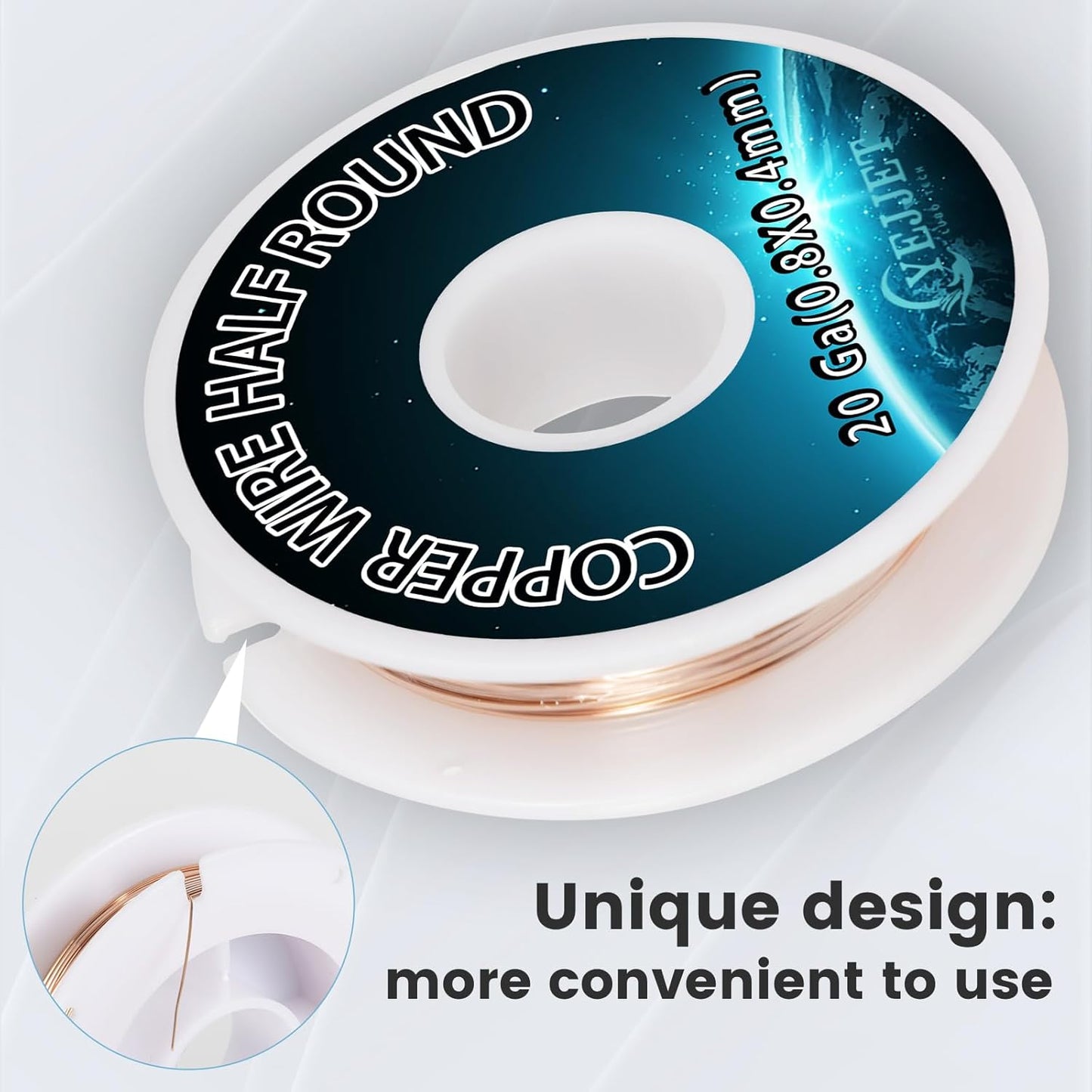 Extra Long 20 Gauge Copper Wire Half Round - 3.0 oz (115 Feet) Conductive Metal Wire for Model Making & Wire Wrapping