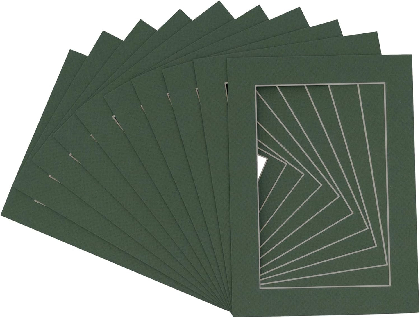 5x7 Mat for 8.5x11 Frame - Precut Mat Board Acid-Free Show Kit with Backing Board, and Clear Bags Hunter Green 5x7 Photo Matte Made to Fit a 8.5x11 Picture Frame Matboard for Framing, Pack of 10 Mats