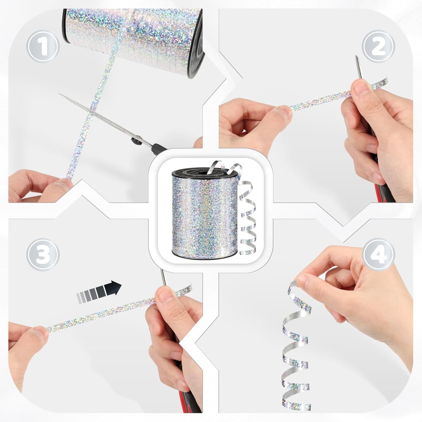 600 Yards Silver Curling Ribbon 1/5 Inch Shiny Metallic Silver Ribbon Balloon String Thin Balloon String for Gift Wrapping, Art Crafts, Wedding Party, Florists, Christmas