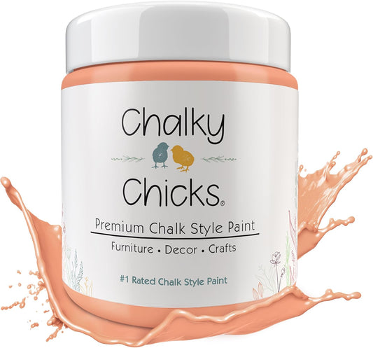Chalky Chicks All-in-One Chalk Paint for Furniture or Cabinet - 16 Fl Oz - Matte Finish Gingers Blush Pink for Metal, Wood Furniture Paint - No Sanding All-in-One for Home Decor & Crafts, USA Made