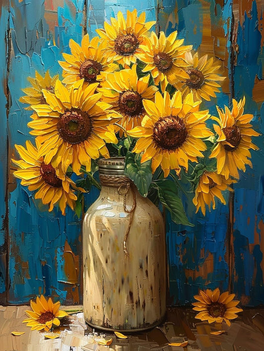 Moohue Art Crafts 14ct Counted Cross Stitch Patterns Kits Sunflowers Printed Stamped Cross Stitch Kits for Adults Needlepoint Kits (Beautiful Sunflowers)