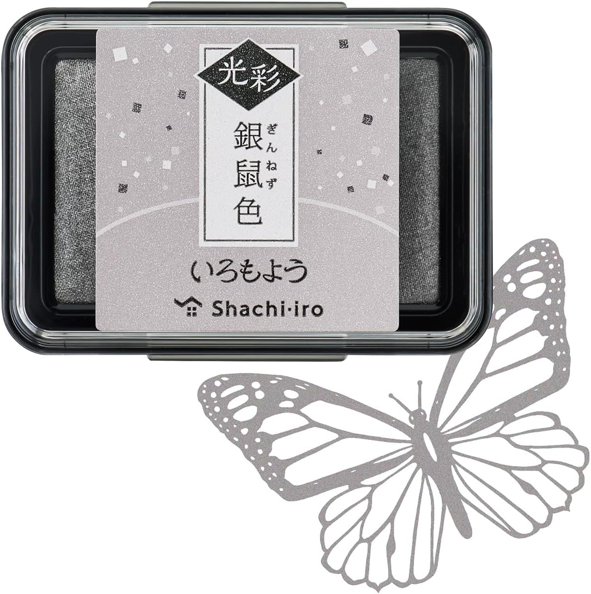 IROMOYO KOSAI Stamp PAD, Traditional, Shimmering Japanese Ink Colour, Oil-Based Ink pad - Grey