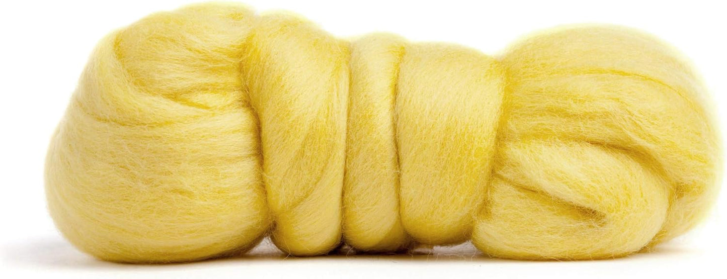 Desert Breeze Distributing 100% Natural Merino Wool Roving - Premium Combed Top Merino Roving Wool - Tapestry, Spinning, Wet Felting & Needle Felting Supplies - 21.5 Micron - 1 oz, Color Yellow