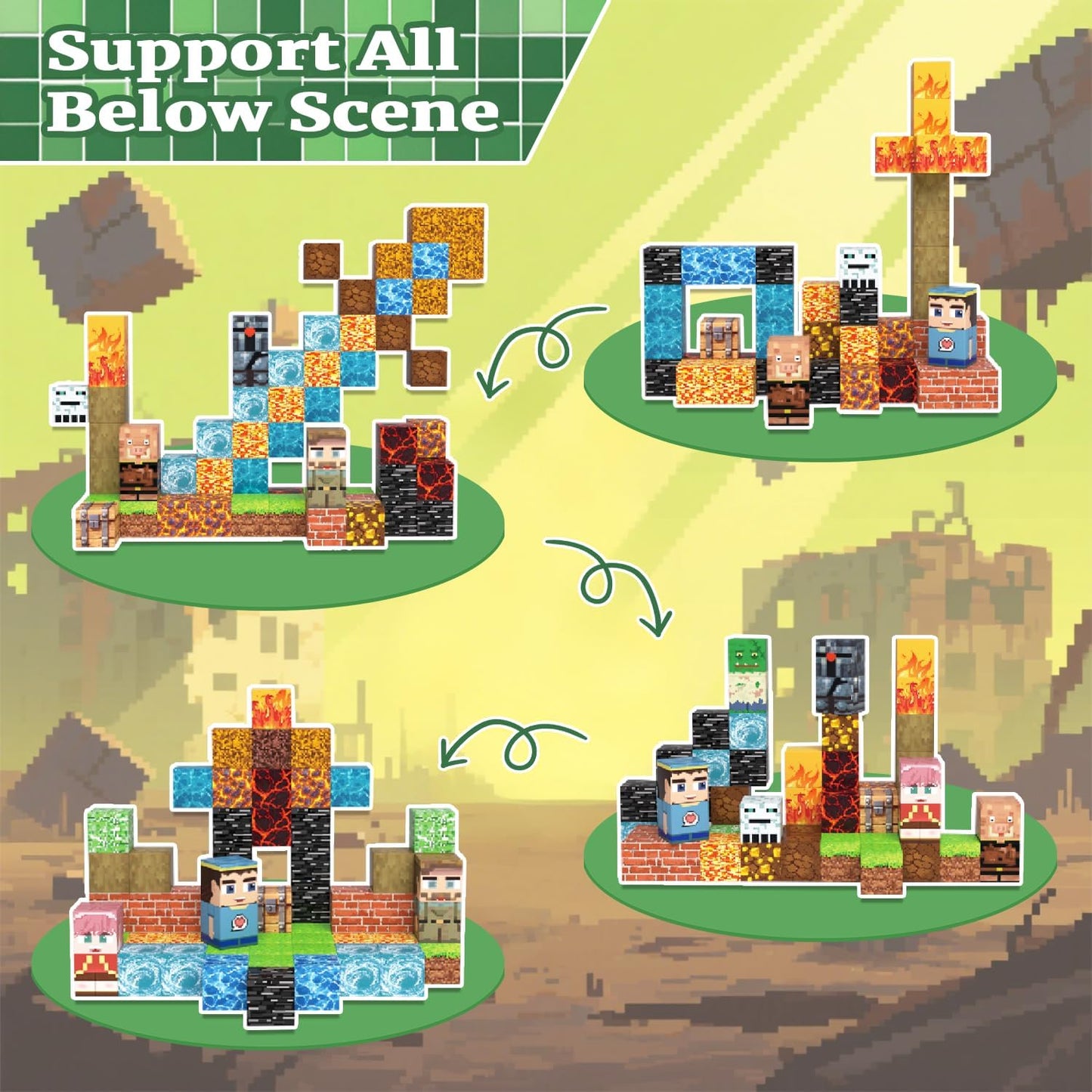 Magnetic Blocks Toys for Kids, 100 PCS Building Blocks Cubes, Stacking Magnetic Tiles Toys for Kids Toddlers Boys Girls Ages 3 4 5 6 7 8-12 Birthday Gifts Party Supplies (Underworld)