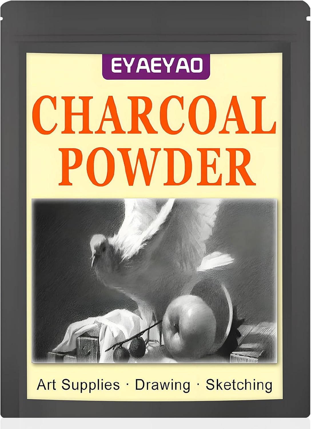 Premium Charcoal Powder for Drawing and Art, Drawing Charcoal for Sketching, Shading, Blending with Beginners & Pro Artists (8 Ounces)