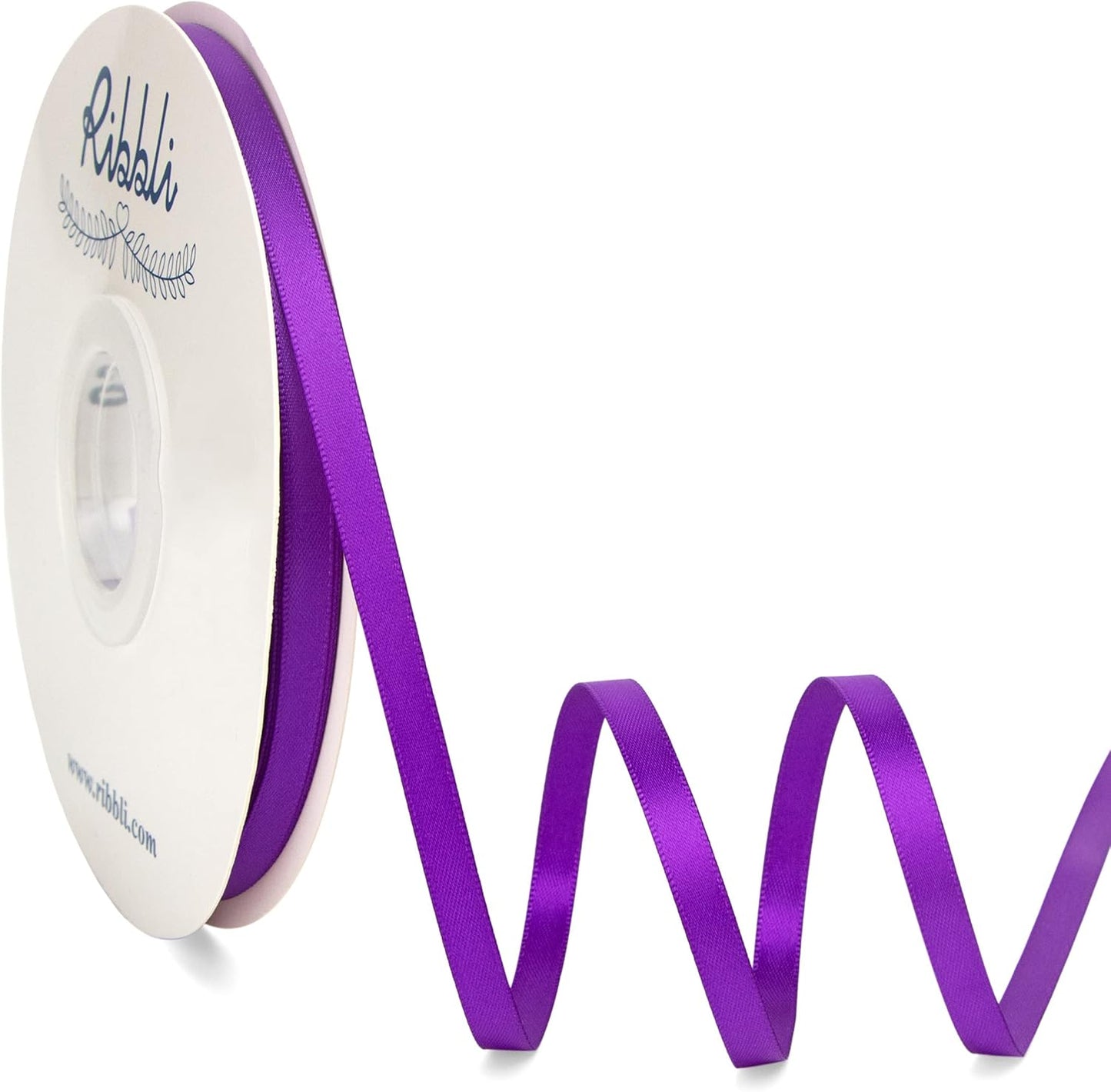 Ribbli Purple Satin Ribbon,Double Faced Satin 1/4 inch x Continuous 50 Yards,Purple Ribbon Use for Bows Bouquet,Gift Wrapping,Wedding Decoration,Floral Arrangement