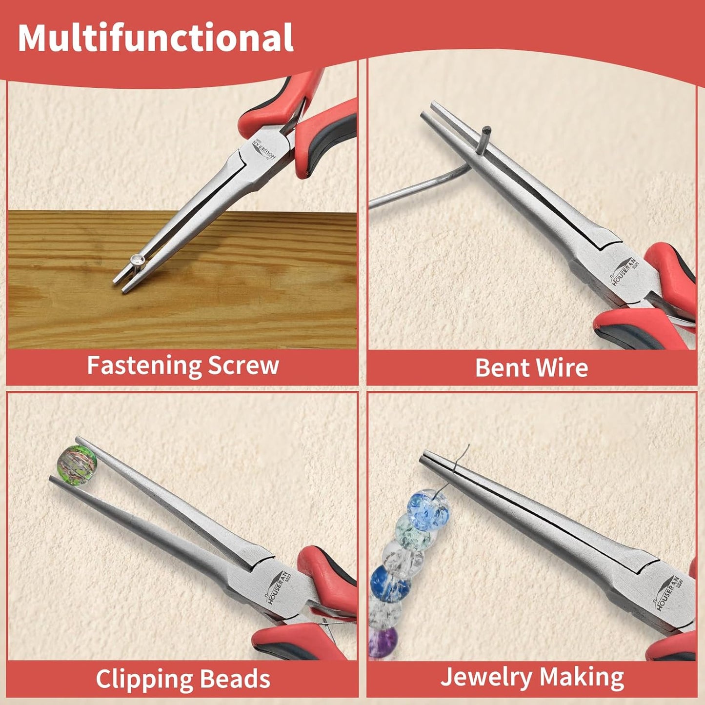 Long Needle Nose Pliers 5.5"-5 Pack Long Nose Mini Precision Pliers for Jewelry Making with Spring Loaded for DIY, Craft, Repairing