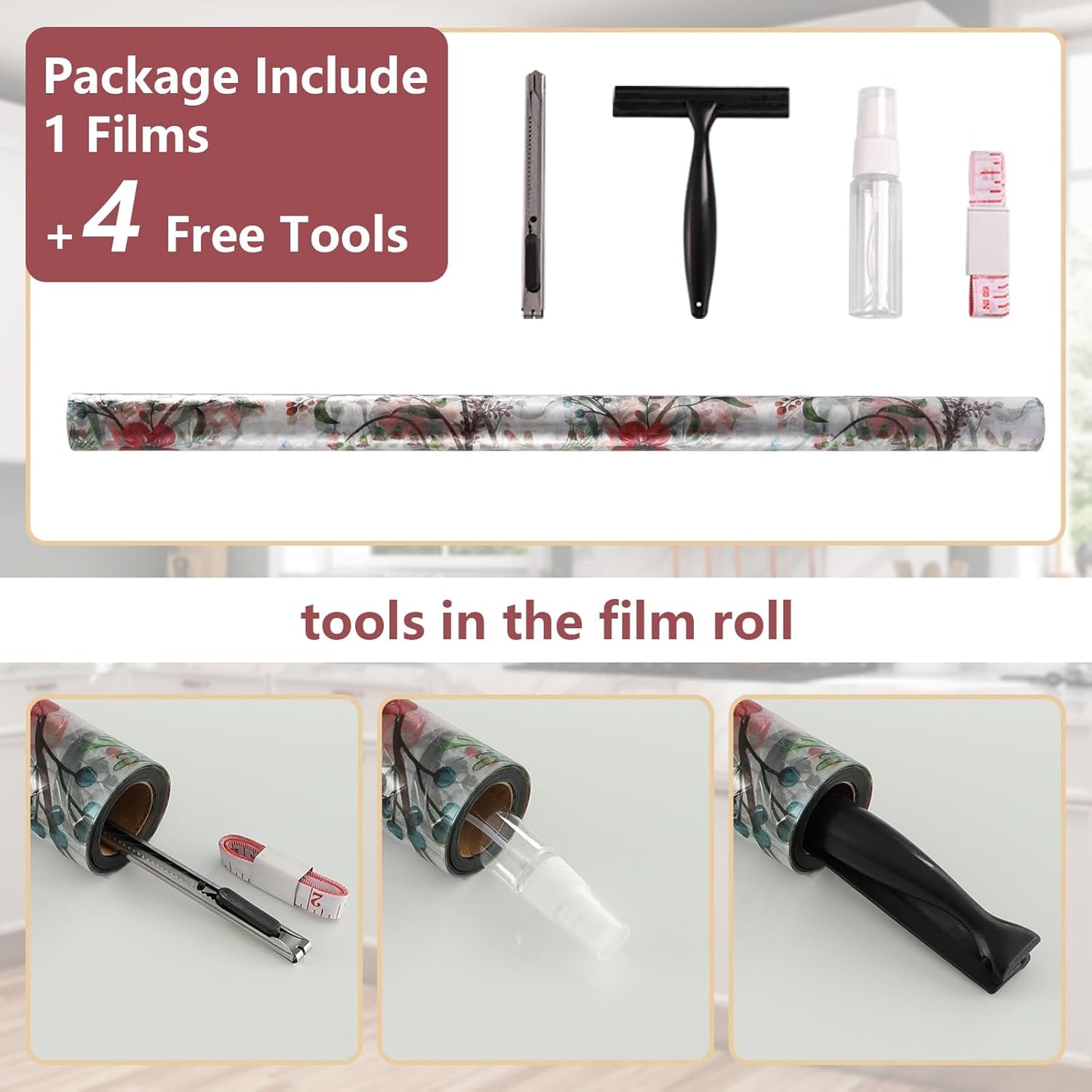 NINETREX Window Privacy Film,Stained Glass Window Film,Rainbow Decorative Stickers Static Cling Anti UV Heat Control for Home Decor (Galsang Flower,17.5 x 157.4inch)