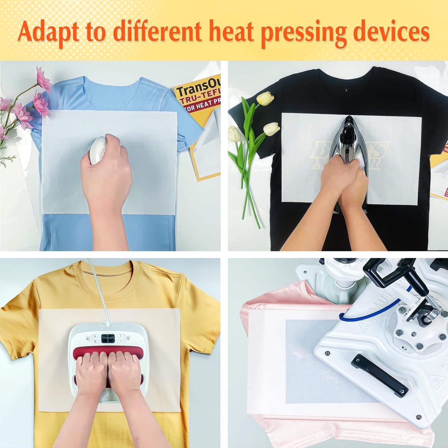 30 Pack PTFE Teflon Paper 16×11.7" 20 Sheets and Teflon Paper 8.5×11" 10 Sheets Mix Pack for Heat Press Heat Resistant Craft Mat,Sublimation Paper and Heat Transfer Paper Reusable