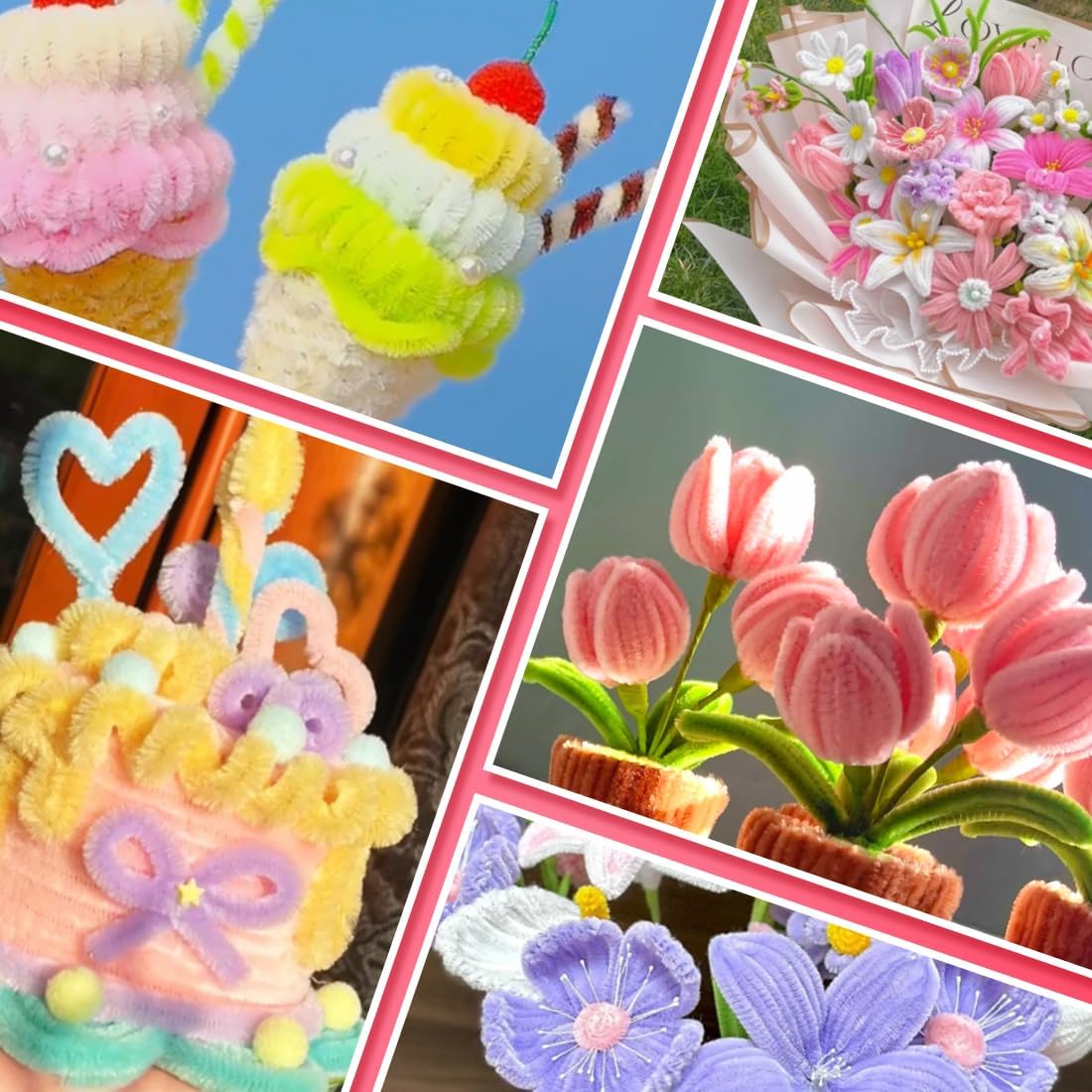IOOLEEM Pipe Cleaners, 200pcs Pastel Skin Color, Flower Making Arts and Craft Supplies, Ideas for Art Project Activity.