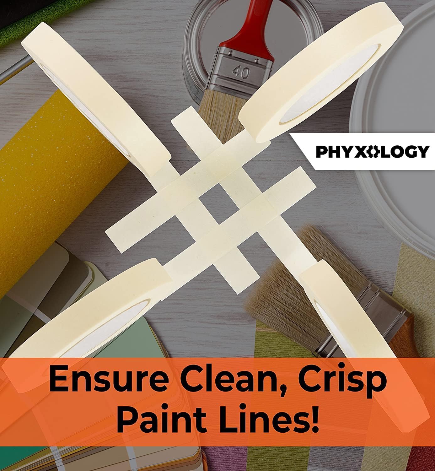 3/4 in Pro-Grade Masking Tape. 60 Yard Roll 4 Pack = 240 Yards of Multi-Use, Easy Tear Removable Tape. Great for Labeling, Painting, Packing and More. Adhesive Leaves No Residue!