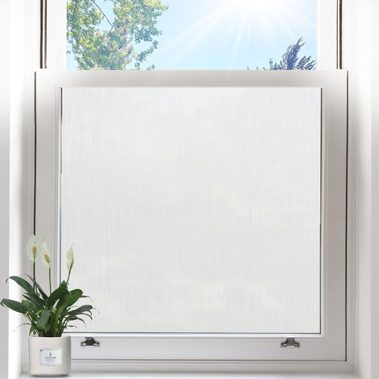 Privacy Window Film Static Cling, Frosted Glass Decorative Window Film with 96% UV Blocking, Non-Adhesive Removable Window Cling for Home Office Bathroom, 17.5 x 78.7 Inches, White