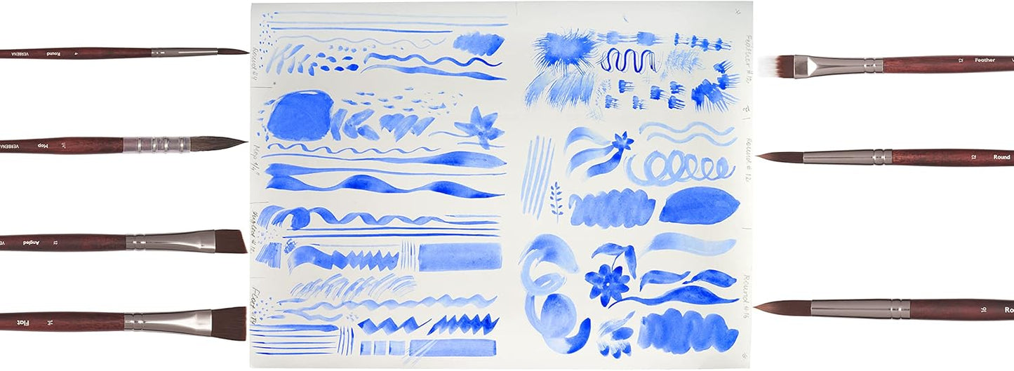 Professional Synthetic Brush Set for Acrylics - 17-Piece Artist Water Media Paint Brushes for Acrylics, Watercolor, Gouache. Beginner-Friendly with Great Flow Control and Snap - Verbena Set by ZenART