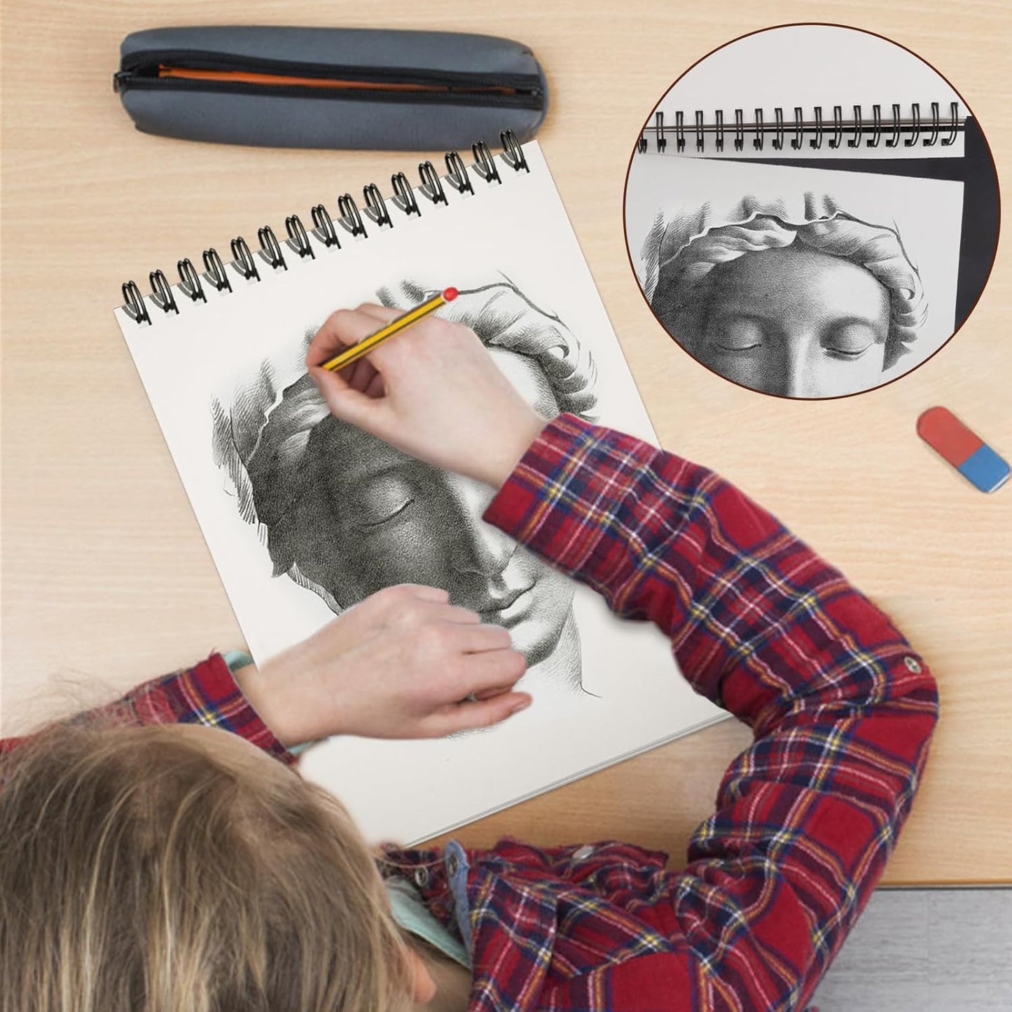 TKOOFN 5.5" x 8.5" Sketch Book, Pack of 10, 600 Sheet Top Spiral Bound Premium Sketchbook Drawing Pads(68lb/100gsm), Acid-Free Painting Paper for Adults Kids Artists Beginners