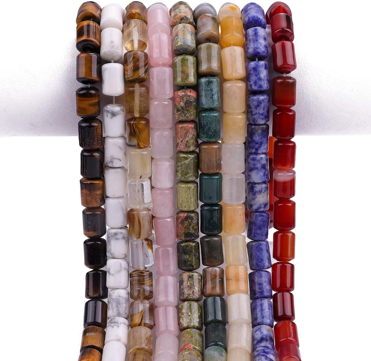 Natural Unakite Cylinder Stone Loose Semi Gemstone Beads for Jewelry Making 10mmx14mm 38cm