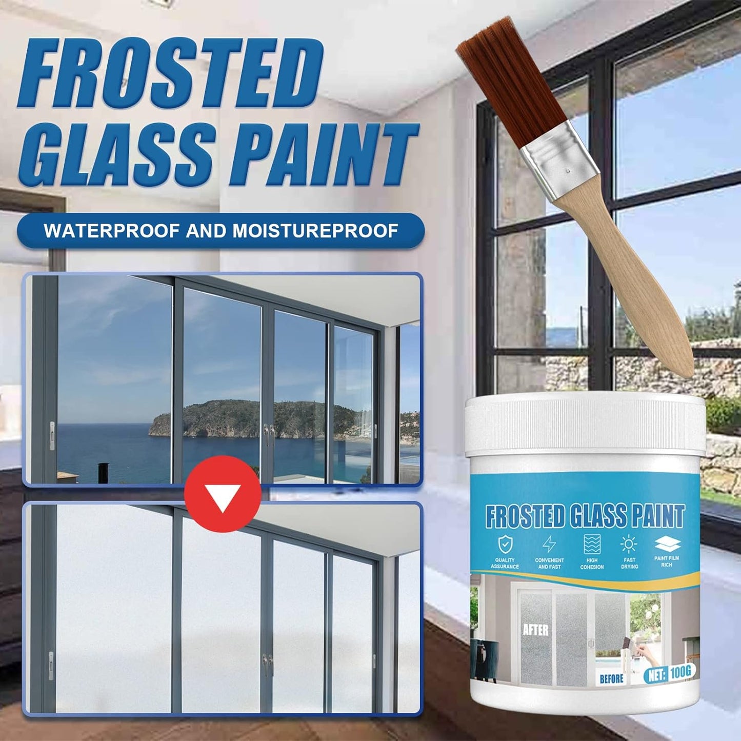 Door and Window Shading Frosted Glass Paint, Frosted Glass Spray Paint, Frost Spray Paint for Glass, Frosted Glass Paint Door Window Shading Frosted Glass Paint Matte Hazy Frost (1Pcs)
