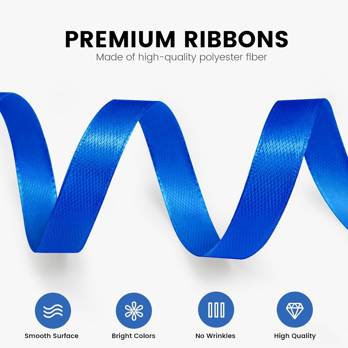 3/8" x 25 Yards Satin Ribbon, Royal Blue Silk Ribbon Ideal for Gift Wrapping, Floral Bouquets, Crafts, Wedding Party Decorations, Christmas and Sewing Projects