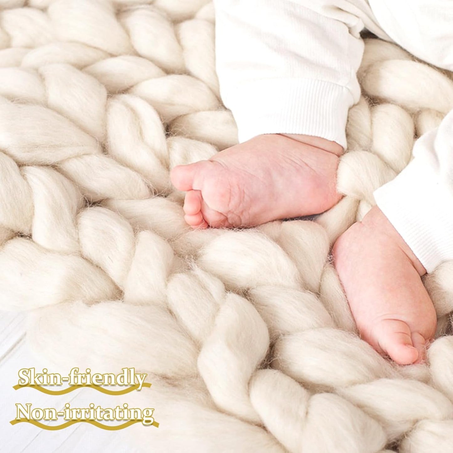 QMNNMA Wool Roving Bulk, 14.1oz Needle Felting Wool, Super Wool Chunky Yarn for Needle Felting, Fiber Roving Woolen Top for Hand Spinning, Felting, Blending, Weaving and DIY Craft (400g)