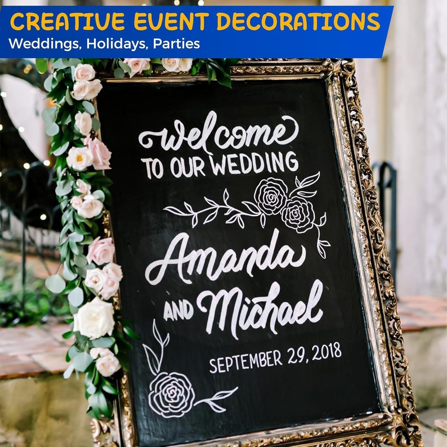 SFAIH Chalk Markers for Blackboard - White 6 Pack 0.7mm Fine Tip, Wet Erase Liquid Chalk Marker for Blackboard, Menu, Bistro, Signs, Windows, Glass, Food Labels, Dust-Free, Non Toxic