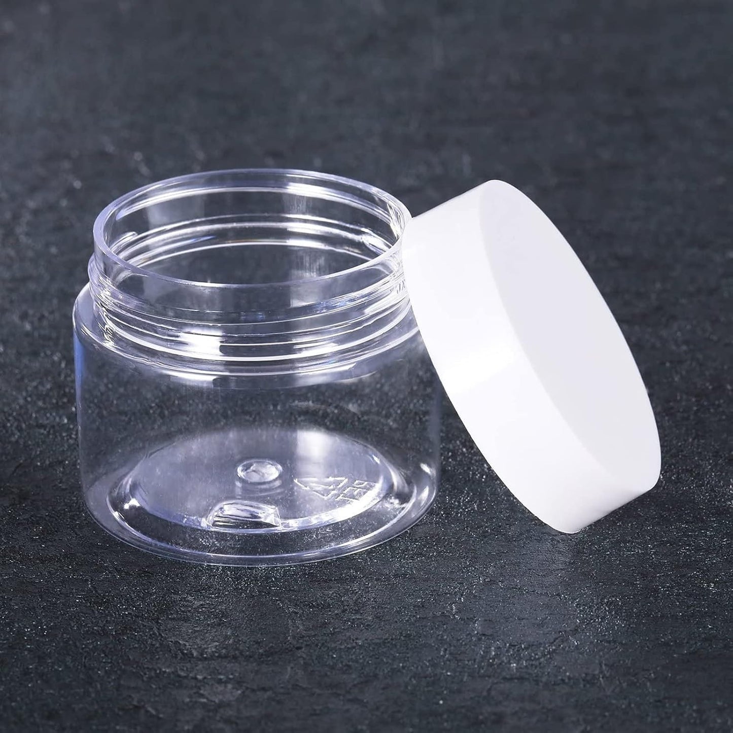 12 Pack 3 oz Plastic Container Jars with Lids Round Clear Travel Cosmetic Container Jars for Toiletries, Lotion, Cream, Ointments, Makeup, Rhinestone, Samples, Kitchen Storage (White)