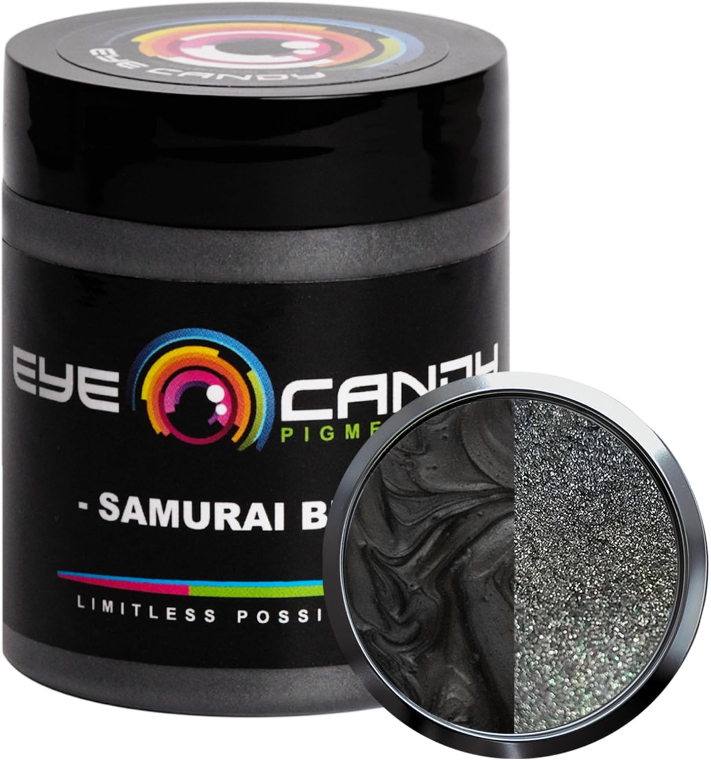 Eye Candy Pigments Premium Black Mica Powder - Samurai Black (25gr) - for Epoxy, Resin, Soap, Paint, Woodworking, Acrylic Pouring, Bath Bombs, Fishing Lures - DIY Arts and Crafts Additive