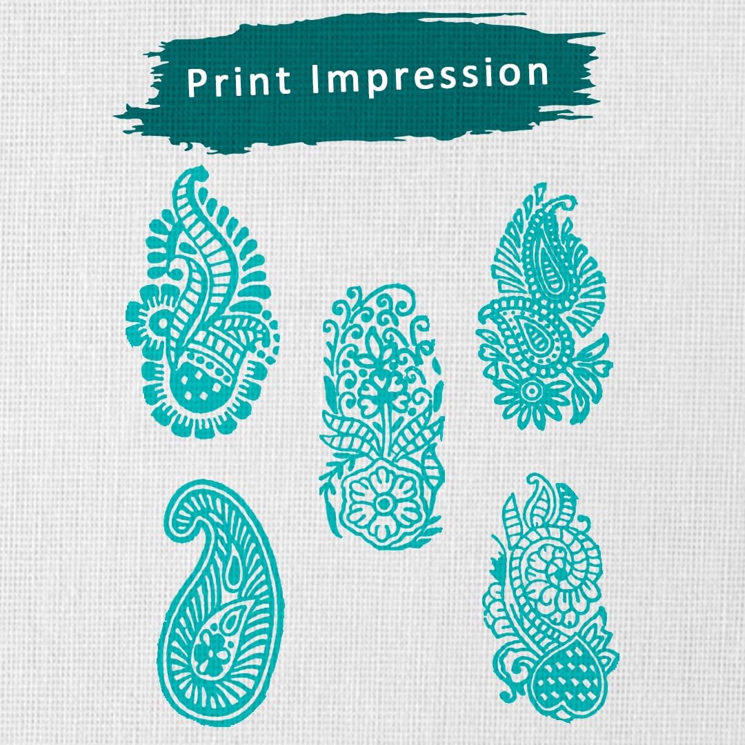 Wooden Stamp Block, Printing Stamp Design Set | Block for Printing Saree Border | Dresses, Craft Card Making, Scrapbook, Clay Pottery | Set of 5 | Hashcart®