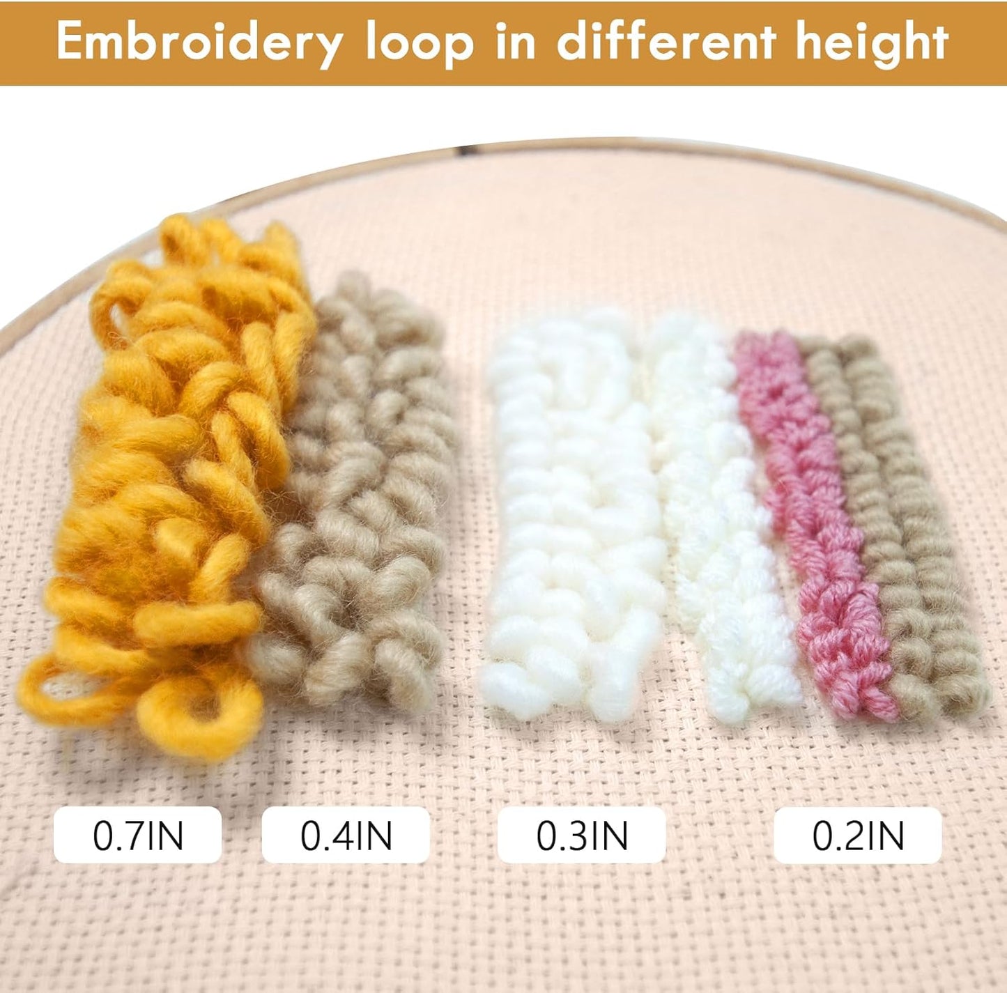 Pllieay 19 Pieces Punch Needle Starter Kit with Embroidery Hoop, Adjustable Wooden Needle Punch, Tufting Cloth, Rug Hooking Beginner Kit for Beginner Embroidery Floss Cross Stitching