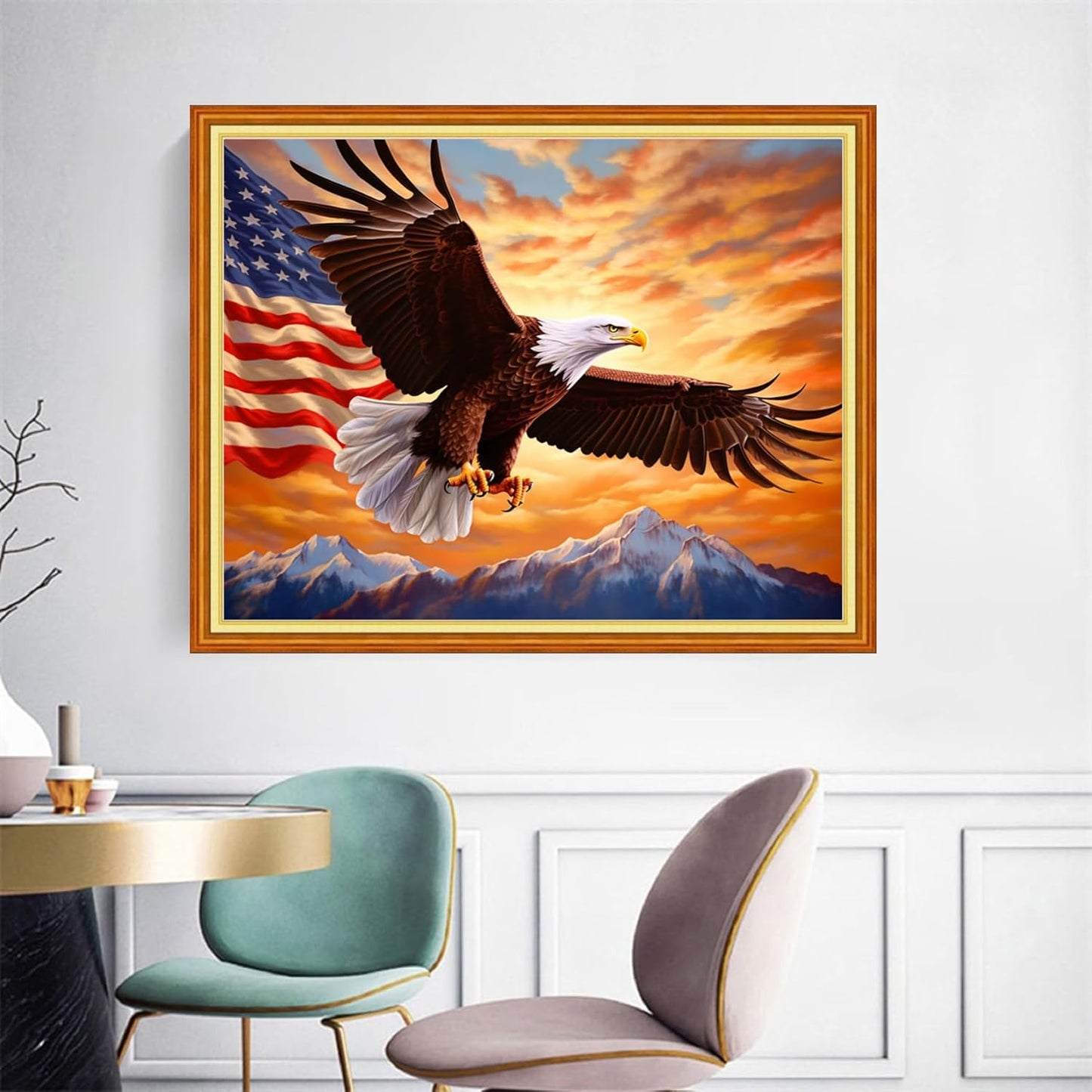 Joyhoor Cross Stitch Kits for Beginners Stamped Cross-Stitch Supplies Needlework preprint Embroidery Kits for Adults DIY Needlepoint Kits Embroidery Patterns 11CT-Flag Eagle 16x20 inchs