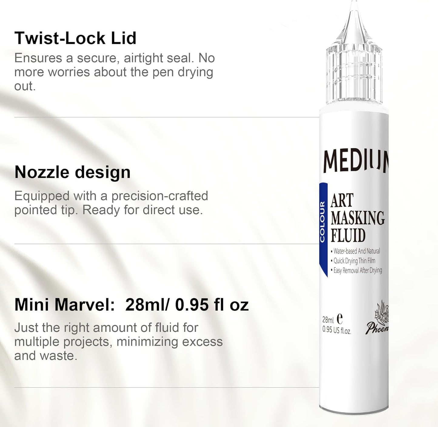 AUREUO Masking Fluid for Watercolor Painting - 28ml / 0.95 fl Oz Liquid Masking Fluid Pen Water Color Medium Art Supplies for Artists