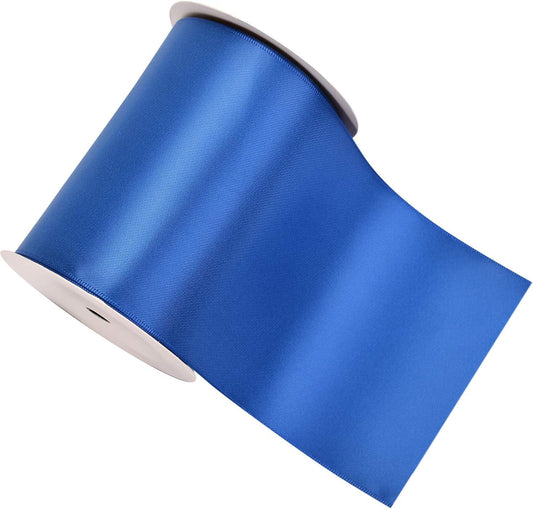YAMA Double Face Satin Ribbon Roll - 4 inch Wide Solid Color Craft Ribbon, Great for Chair Sash,Making Bow, Sewing and Wedding Bouquet- 5 Yard/Spool, Royal Blue