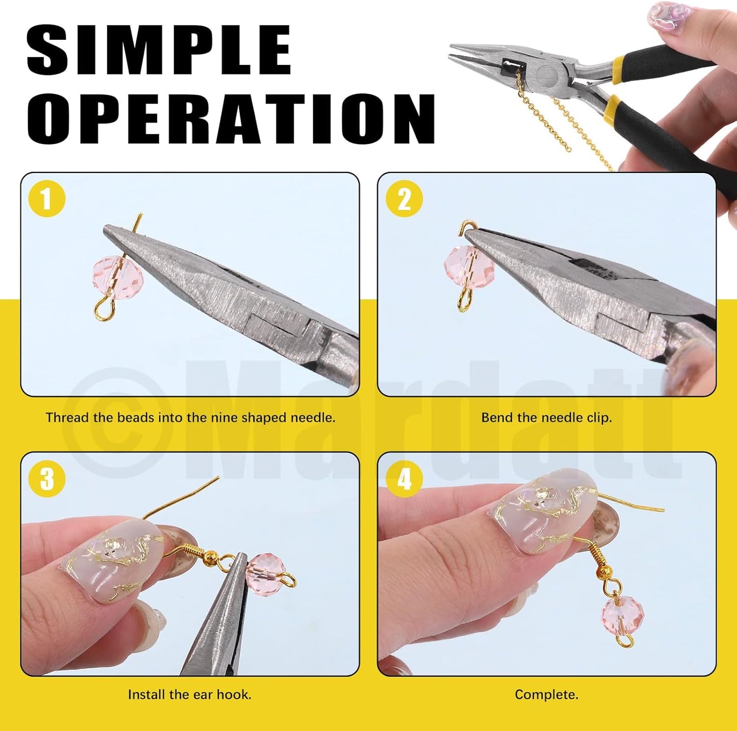 Mardatt 1587Pcs Jewelry Making Supplies Kit Includes Jewelry Pliers, Jewelry Wires, Jewelry Making Silver Charms, Chains, Jump Ring Opener and Tweezers Jewelry Accessories for Jewelry Repair