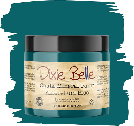 Dixie Belle Paint Company Chalk Finish Furniture Paint - Antebellum Blue (16oz) - Matte Dark Teal Chic Chalk Mineral DIY Furniture Paint