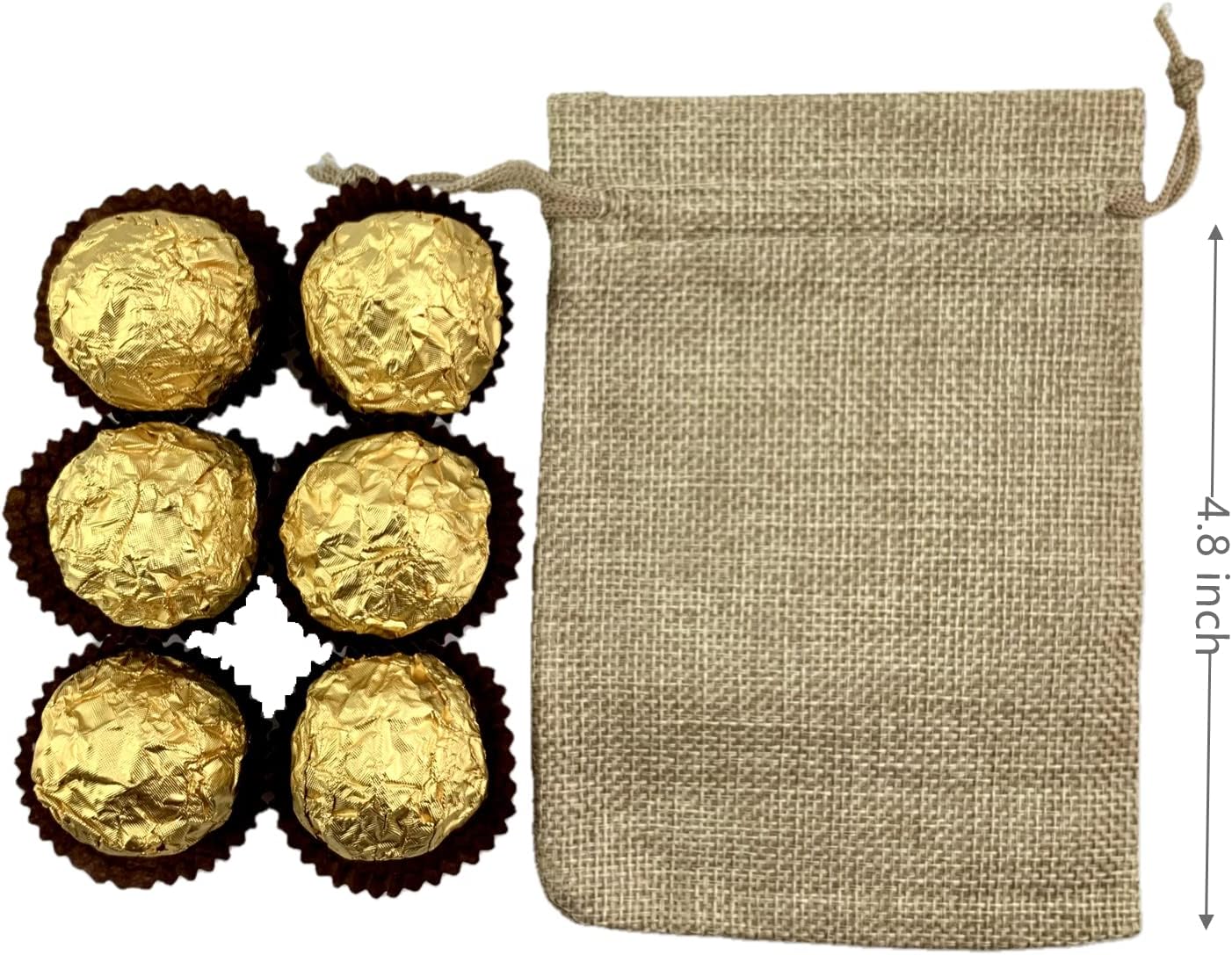 Palmhomee Pack of 25 Burlap Gift Bags with Drawstring Linen Jewelry Pouches Wedding Hessian Jute Bags for Birthday and Treat Pouches Party Wedding Favors Gift (4x5.6 Inch, Ivory)