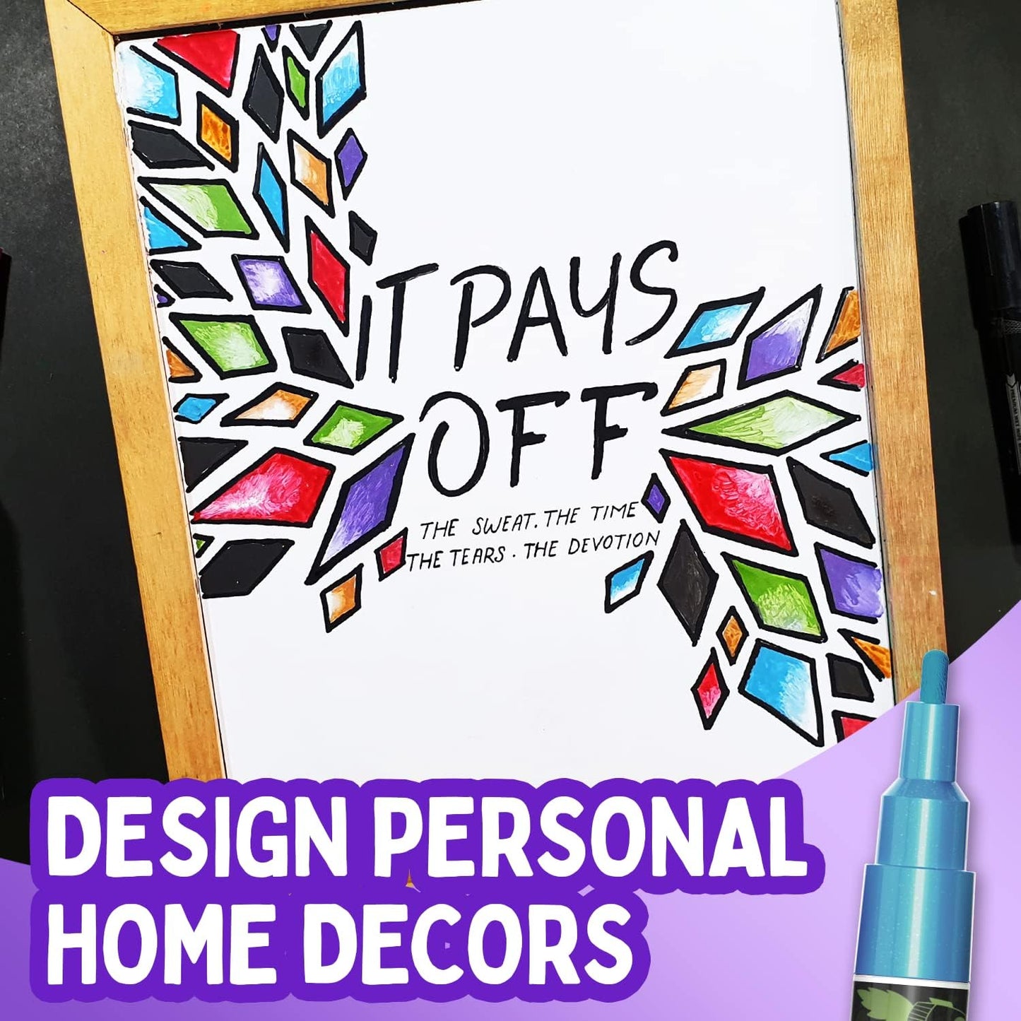 Metallic Liquid Chalk Markers Fine Tip - Dry Erase Marker Pen for Chalkboard Signs, Windows, Blackboard, Glass - 3mm Reversible Tip (10 Pack)