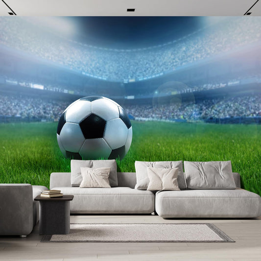 wall26 Close Up of a Football Ball on a Full Stadium Removable Wall Mural | Self- 132x192 inchesAdhesive Large Wallpaper - 132x192 inches