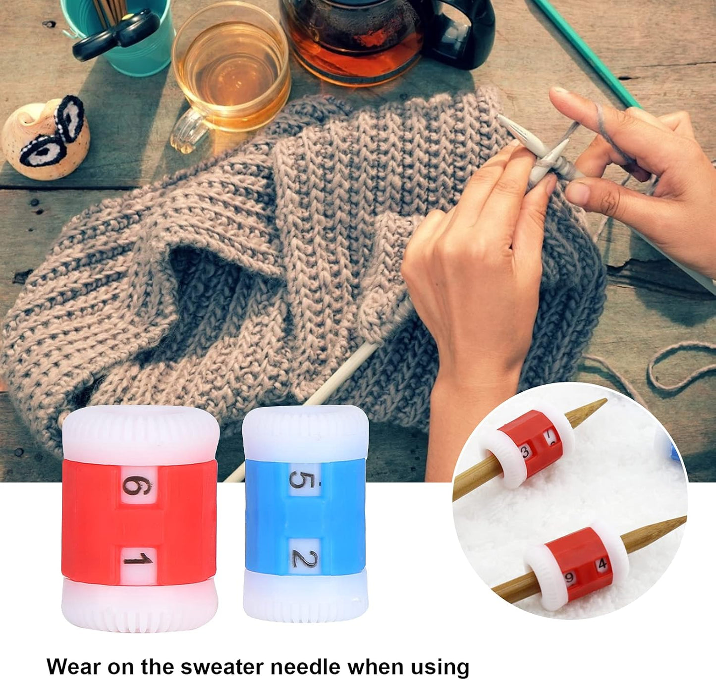 Plastic Knit Counter Knitting Crochet Stitch Marker Row Ring Sewing Tool Craft Accessories Two Color(Two Set)