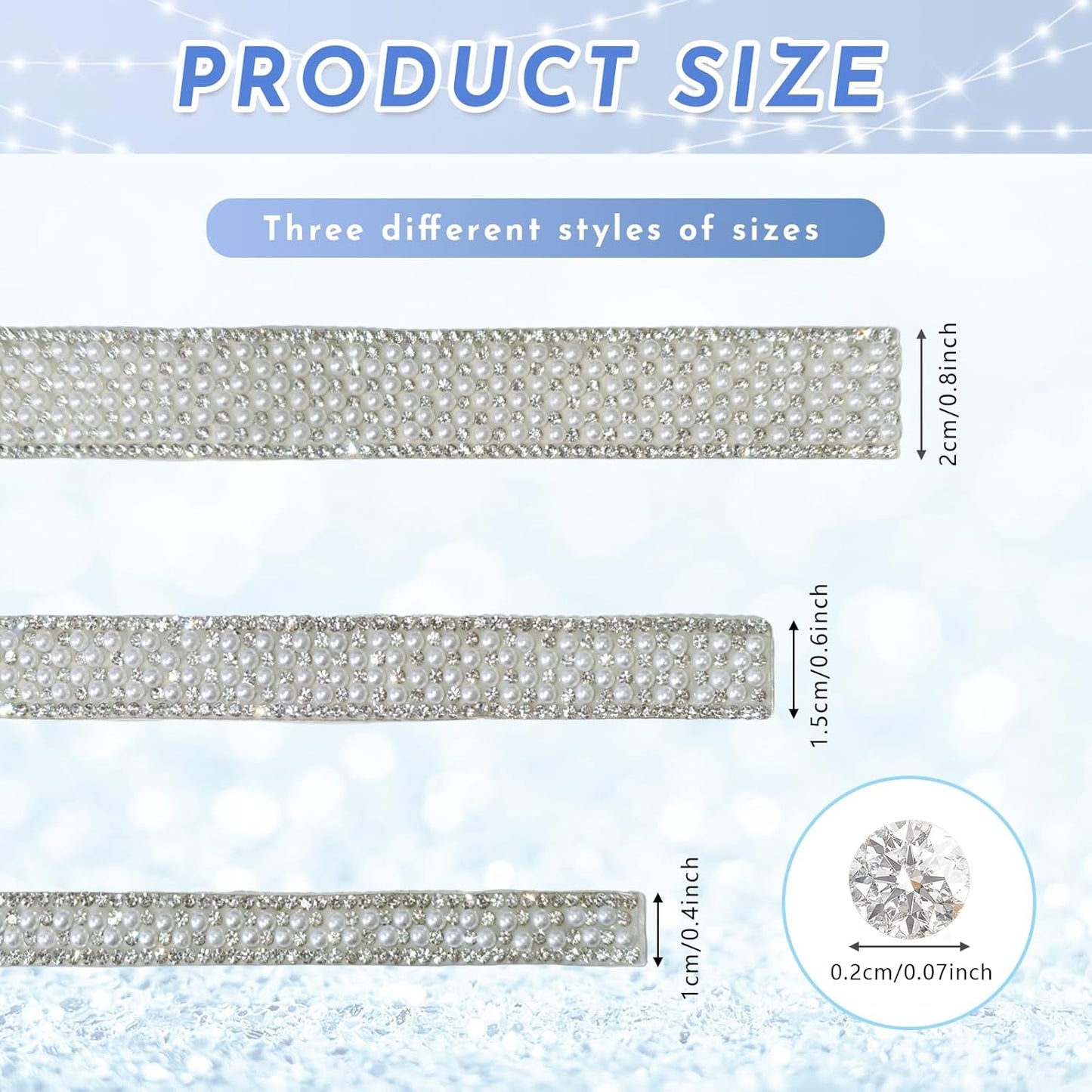 3 Rolls Pearl and Rhinestone Ribbon Self Adhesive,Pearls for Crafting,Bling Crystal Tape with Pearl Trim,DIY Rhinestone Stickers for Wedding, Party,Phone,Shoes,Crafts Decoration
