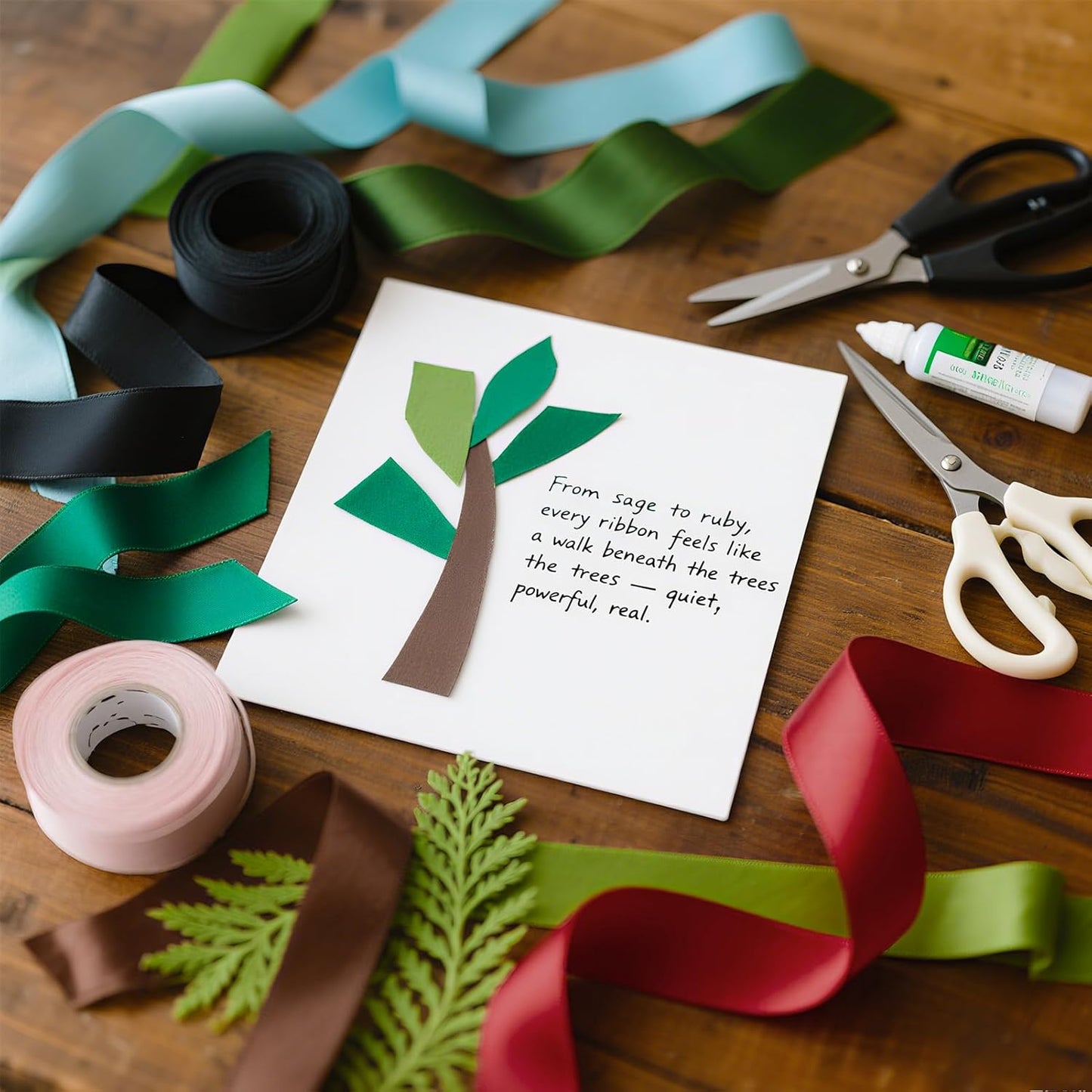 1-1/2 Inch Double Faced Satin Ribbon Set, 50 Yards Pack, Into The Forest-10 Colored Green Ribbon Bulk for Gift Wrapping, Crafts, Flower Bouquet, Eco Environment, Earthy Day, Forest Wedding