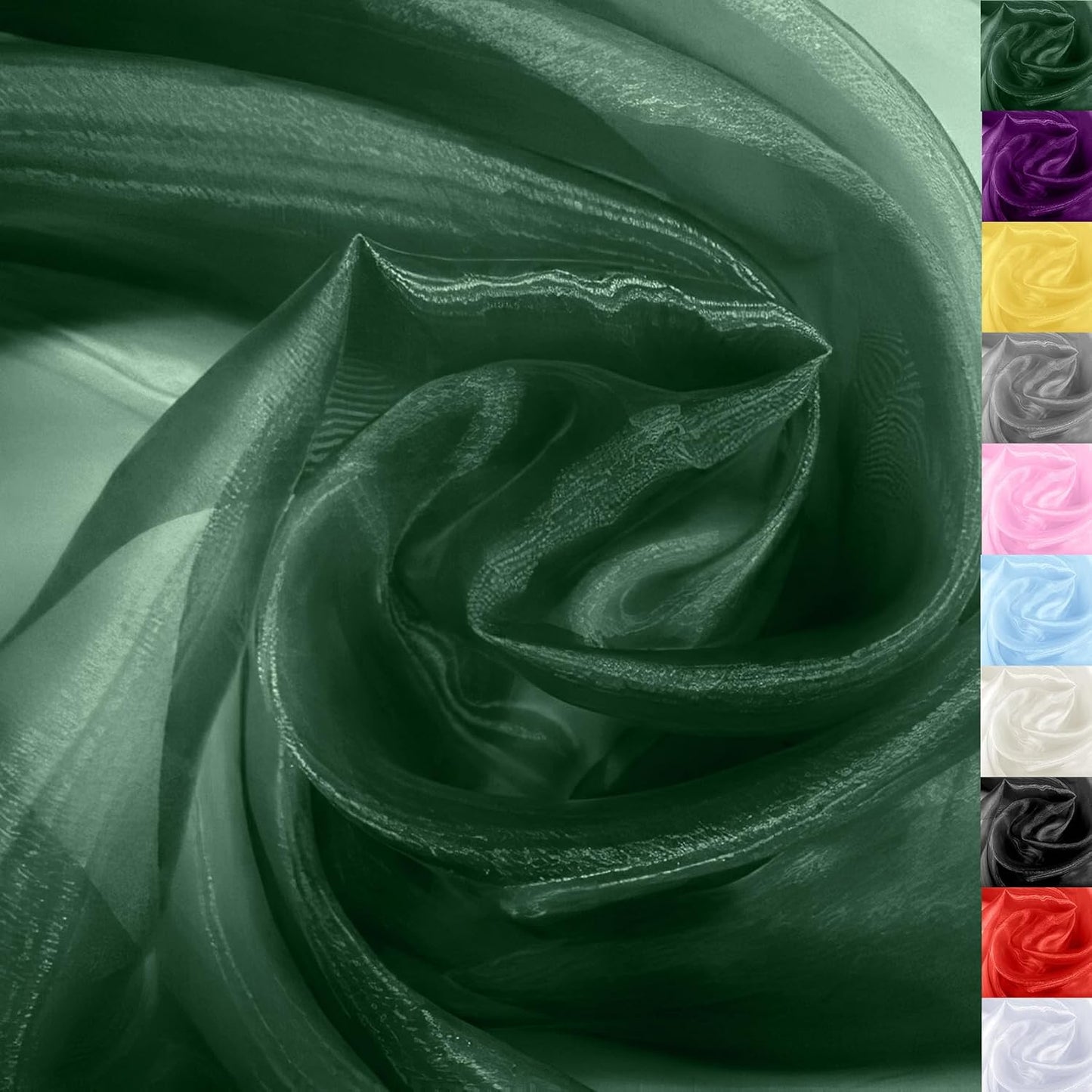 Hunter Green Organza Fabric – 16" x 20 Yards Elegant Sheer Tulle Bolt for Wedding Arches, Party Decor, Chair Bows, Gift Wrapping & Large DIY Projects (Full Roll)