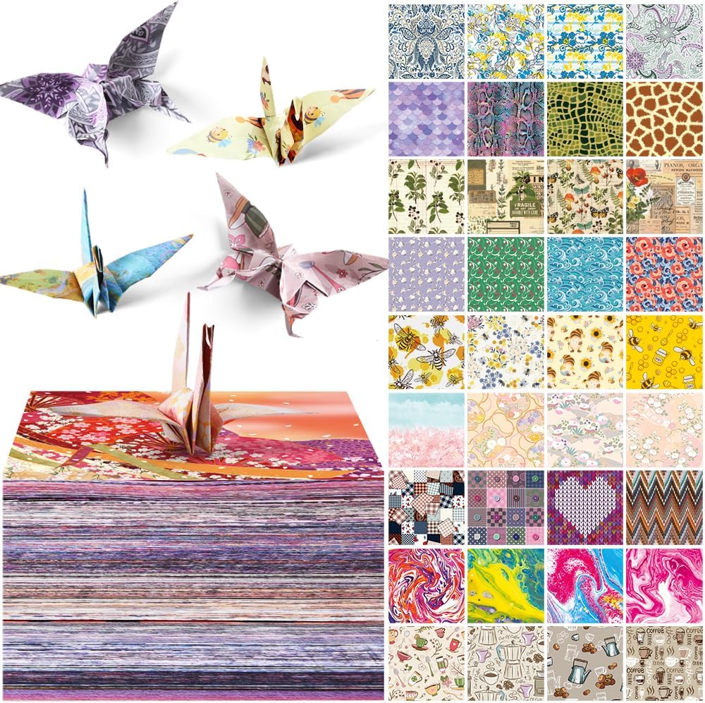 Mifuner 10 Pack/Sets Origami Paper Kit Double Sided 6 Inch Japanese Chiyo Square Easy Fold Arts Crafts Beginner DIY Handwork Origami Papers