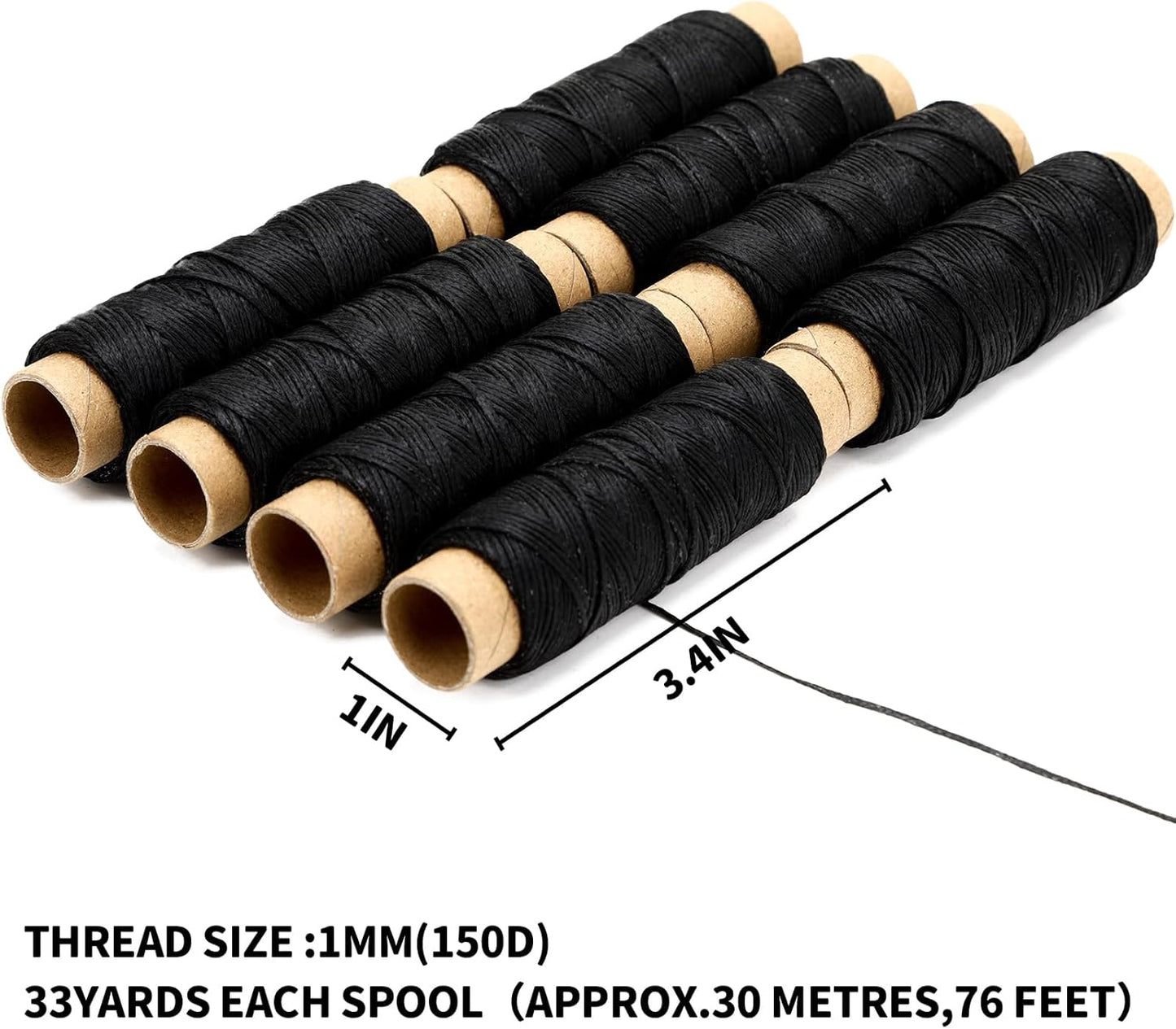 264 Yards 150D Leather Sewing Waxed Thread, Cord for Leather Craft DIY 1 mm Diameter 8 Black Sewing Thread Cords,Each of 33 Yards (Color C)