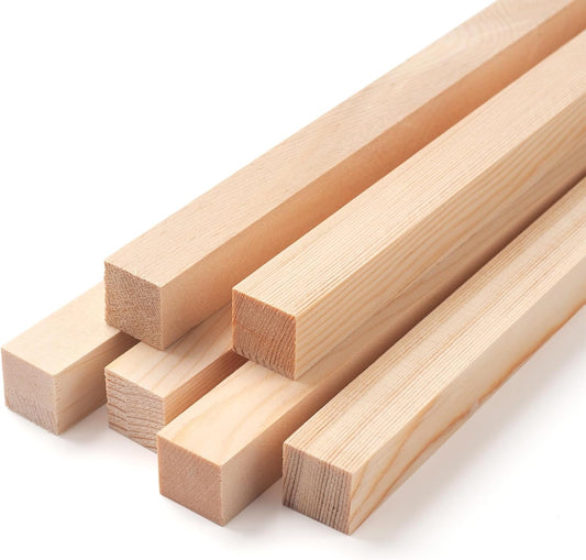 Square Wooden Dowel Rods, 6 PCS 3/4" x 15" Square Wood Dowels Wooden Sticks for Crafting, Unfinished Hardwood Wooden Strips Pieces for Woodworking, Crafts, Arts and DIYers, Home Decor, Model Making