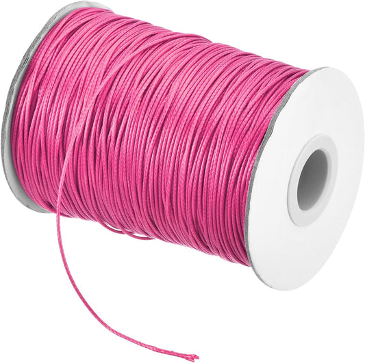 MECCANIXITY Waxed Cord 0.8mm Waxed Polyester Cord 175 Yard Wax String for Bracelet Making,Necklaces, Beading,Jewelry Making and DIY Crafts(Light Rose Red)