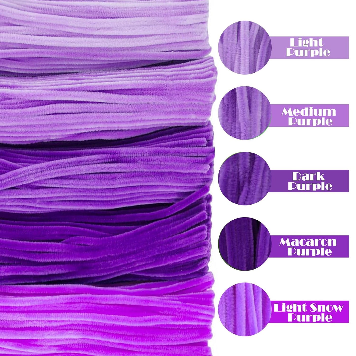 500PCS Pipe Cleaners Craft - Purple Pipe Cleaners Craft Bulk Supplies, Chenille Stems for Kids and Adults DIY Arts Crafts Project