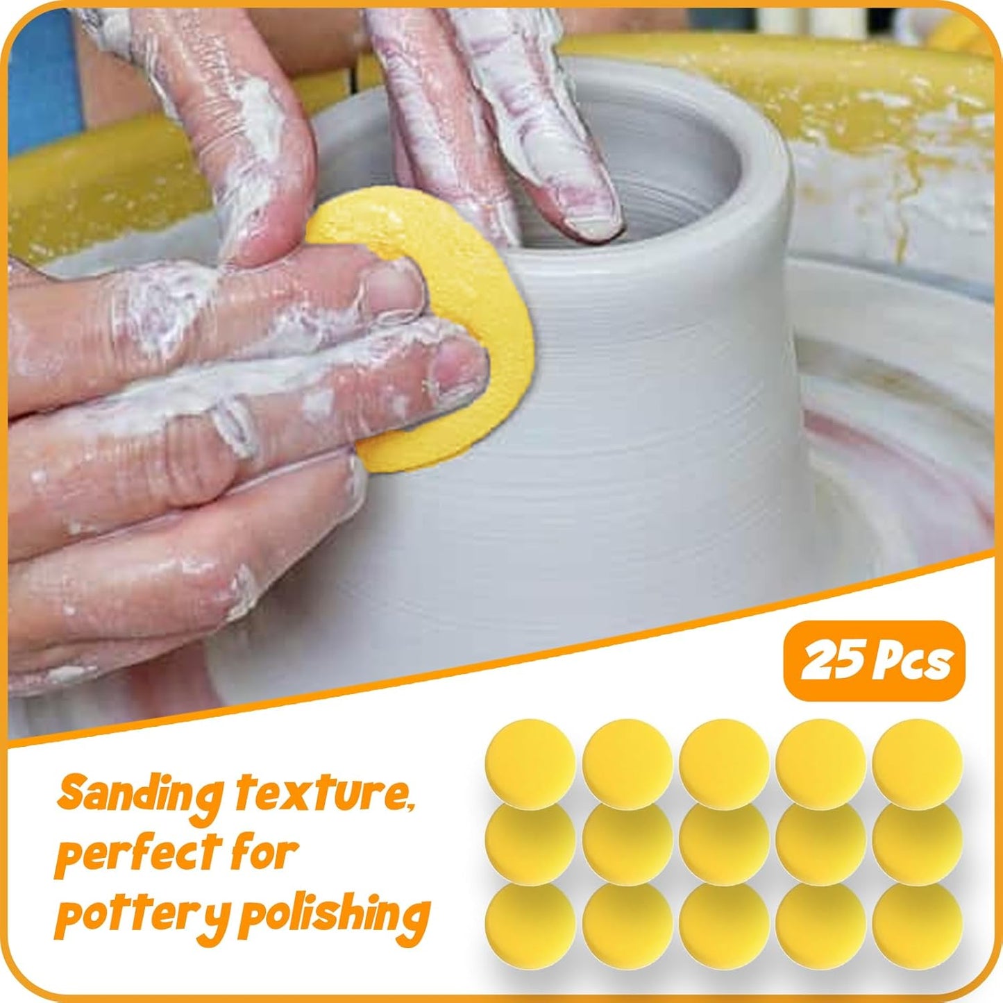 25Pcs Pottery Sponges 3inch, Painting Sponges, Pottery Sponges for Clay, Clay Sponge, Round Sponge, Clay sponges for Pottery, Paint sponges for Acrylic Painting, Artist Sponges