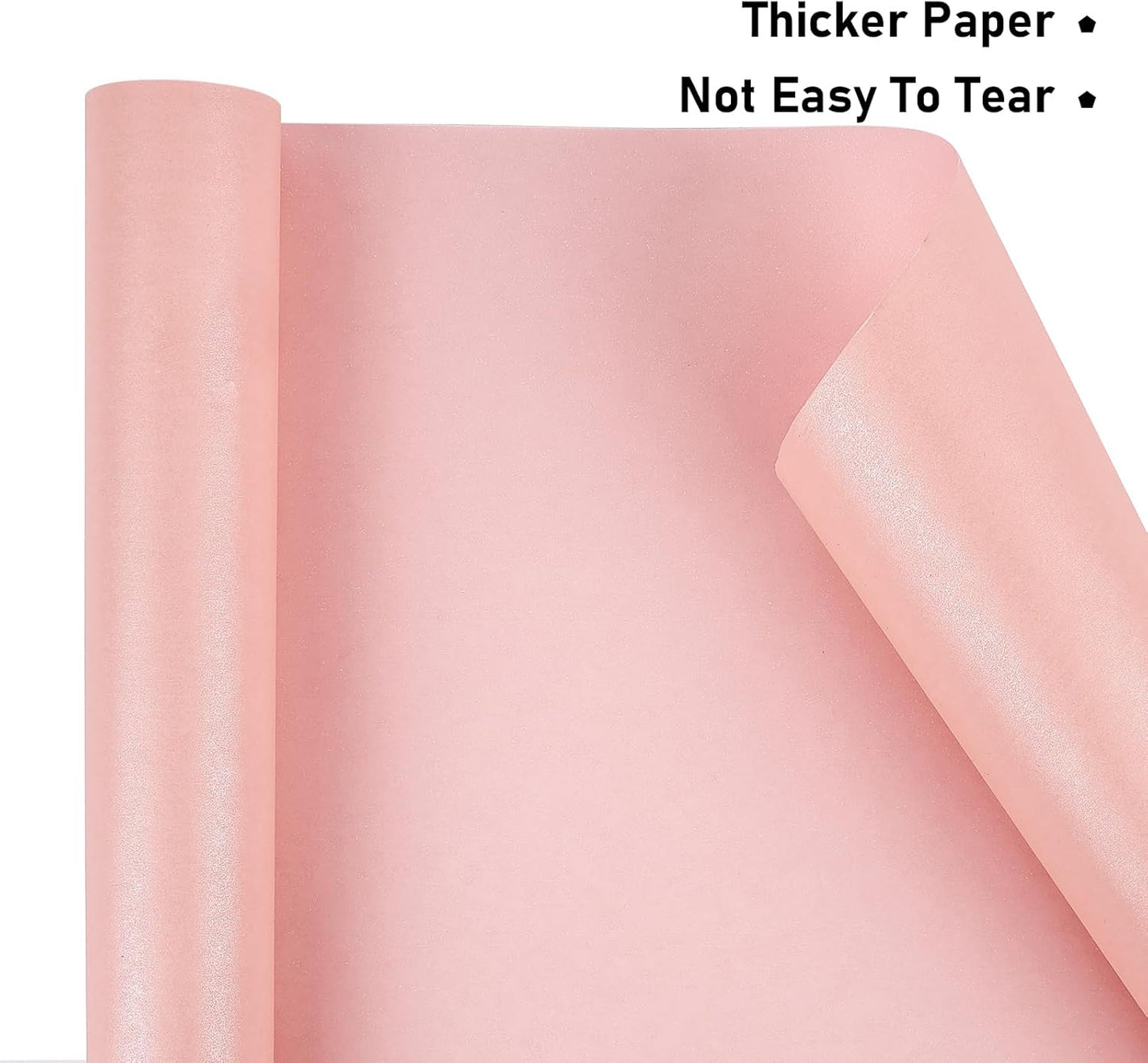 NESCCI Pink Matte Wrapping Paper,Solid Color Pearly-Lustre Paper-3 Roll,17 Inches X 32.8 Feet Per roll.Gift Wrapping Paper,Perfect for Wedding,Valentine's Day,Birthday, Christmas,Baby Shower.