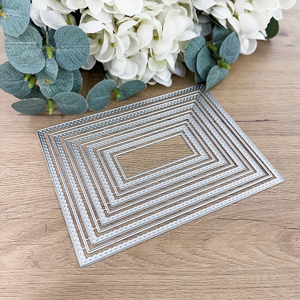 Lapoo Flowers Metal Cutting Die for Scrapbooking - Durable, Cut Stencils for DIY Scrapbook Photo Album Decorative Paper Card, Card Making Supplies (Multiple Dotted Rectangle Boxes 5.5 x 3.9 in)