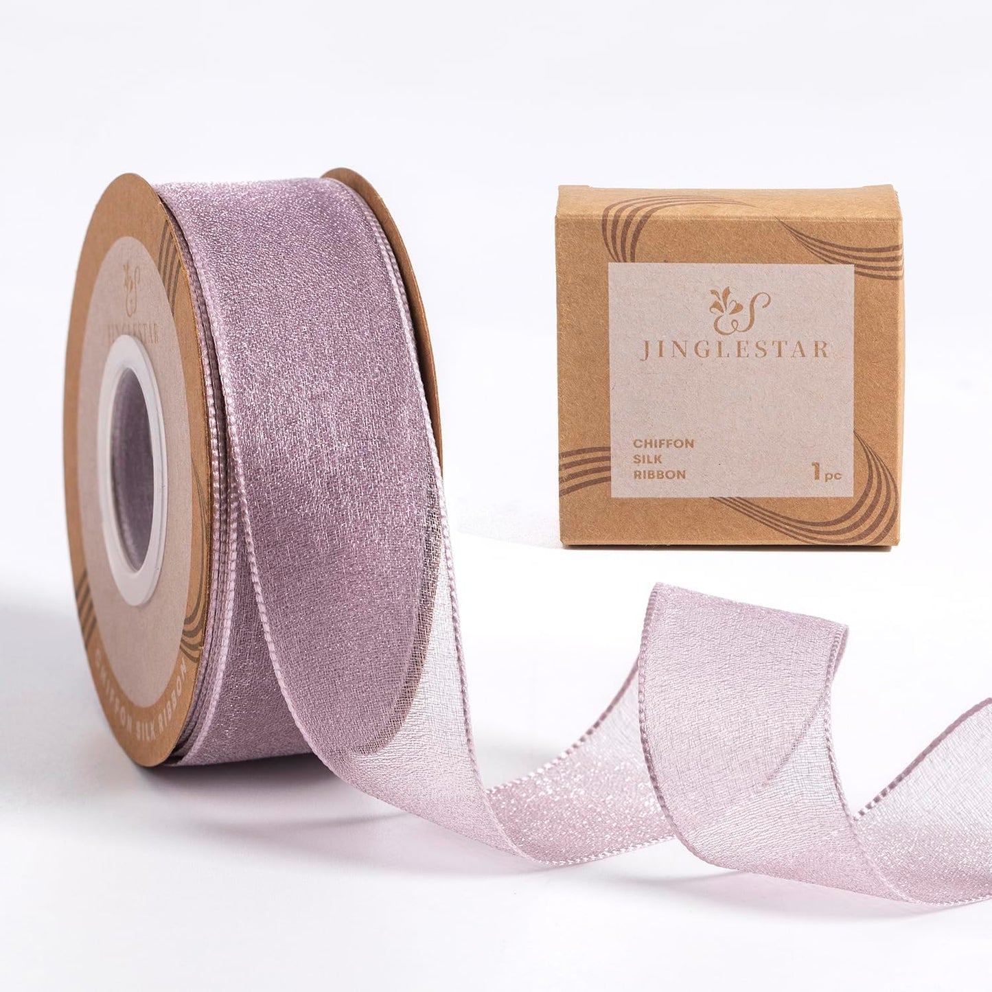 1 Inch Wide Sheer Chiffon Ribbon - Pearl Silk Woven Ribbon Suitable for Gift Wrapping, Wedding Decor, Home Decor, Girl Hair Accessories Handmade DIY (25 Yards/roll) (Purple)