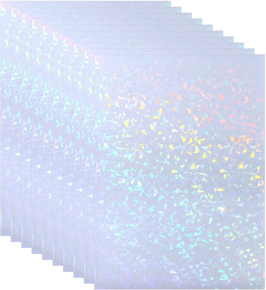 PATIKIL 11.7x8.3" Holographic Sticker Paper, 10Sheets A4 Polypropylene Self-Adhesive Transparent Waterproof Laminate Overlay Film for Photo Cards Scrapbook Decorations, Broken Glass