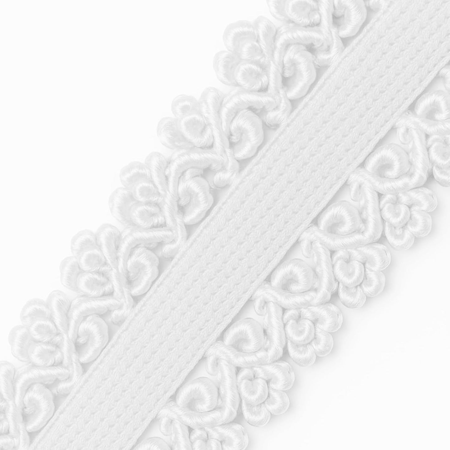 Mandala Crafts White Stretch Lace Soft Elastic Trim Roll, 55 Yards 1 Inch Wide Stretchy Frilly Picot Ribbon for Sewing Lingerie, Headbands, Underwear, and Crafts